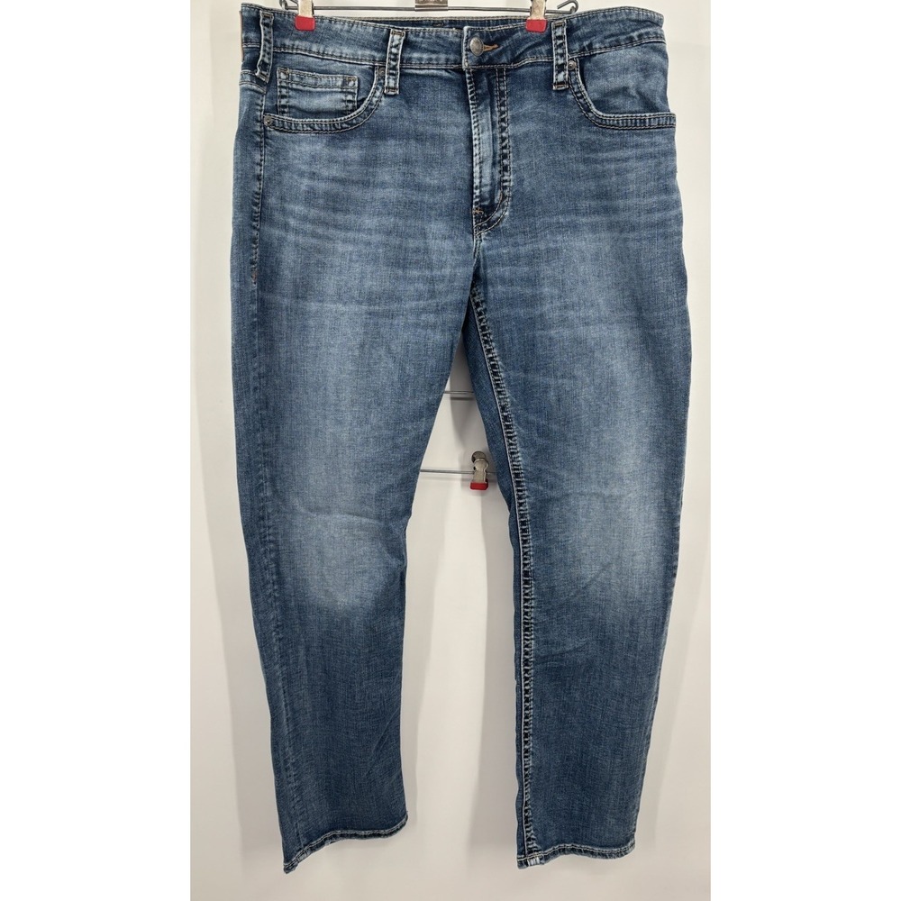 Silver Jeans Co Eddie Jeans Mens 38x31 Blue Med Wash Relaxed Straight